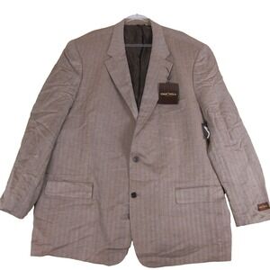 OAK HILL Mens 54L Sport Coat Blazer Jacket Brown Herringbone Linen Blend NWT